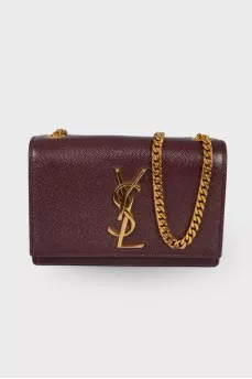 Leather mini bag with gold tone hardware