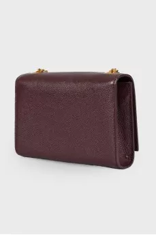 Leather mini bag with gold tone hardware