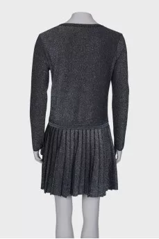 Metallic dress with pleated hem