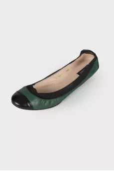 Leather two-tone ballerinas
