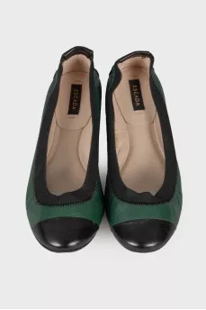 Leather two-tone ballerinas