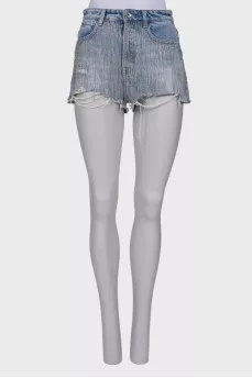 Denim shorts with rhinestones