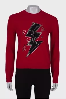 Red sweater with print