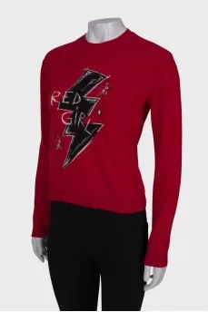 Red sweater with print