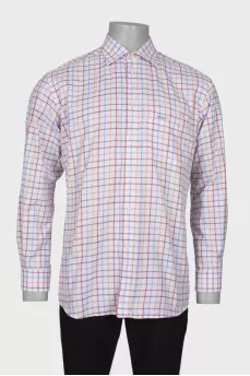 Men's white plaid shirt