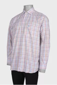 Men's white plaid shirt