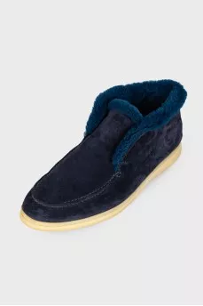 Navy padded loafers