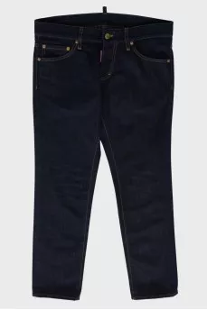 Men's dark blue plain jeans