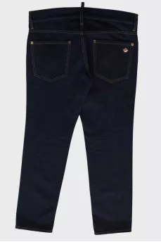 Men's dark blue plain jeans
