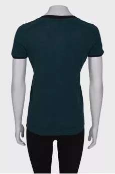 Green V-neck T-shirt