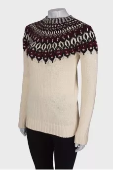 Sweater with pattern and rhinestones
