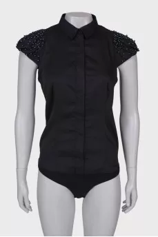 Body blouse with embellished sleeves