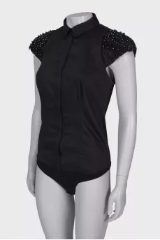 Body blouse with embellished sleeves