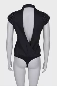 Body blouse with embellished sleeves