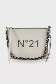 Silver bag with brand logo