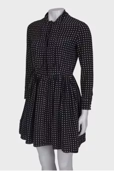 Silk dress with polka dot print
