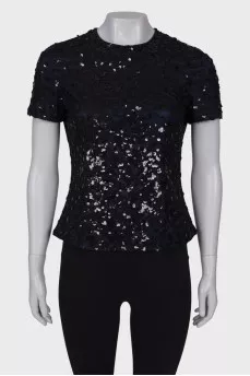 Navy T-shirt with sequins