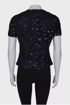 Navy T-shirt with sequins