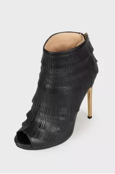 Fringed leather ankle boots