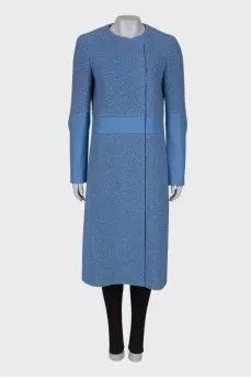 Combined blue wool coat