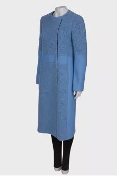 Combined blue wool coat