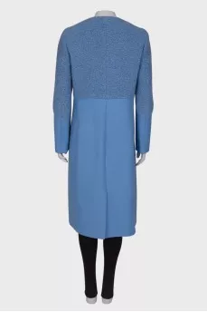Combined blue wool coat