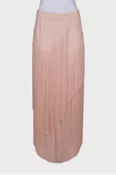 Pink skirt with long fringe