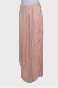 Pink skirt with long fringe
