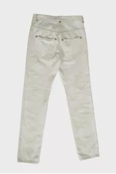 Light green ripped effect jeans