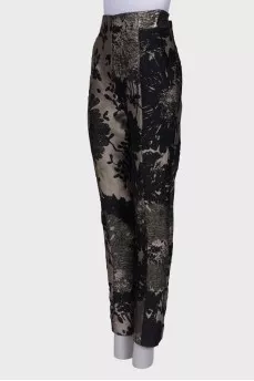 Beige floral pants