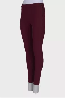 Burgundy trousers with raised seam