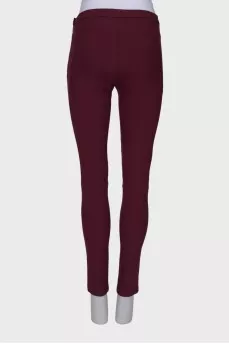 Burgundy trousers with raised seam