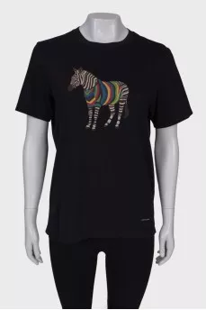 Black zebra print T-shirt