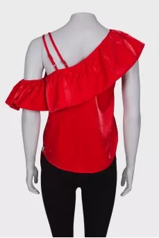 Ruffled off-the-shoulder blouse with tag