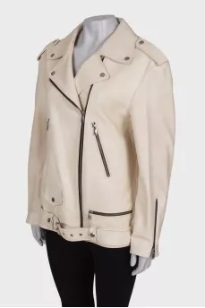White leather jacket with belt