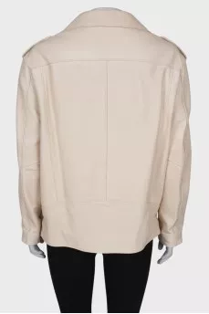 White leather jacket with belt