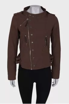 Asymmetric zip fabric jacket