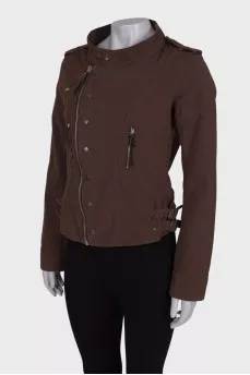 Asymmetric zip fabric jacket