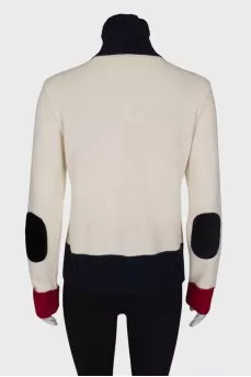 Combination color zip sweater