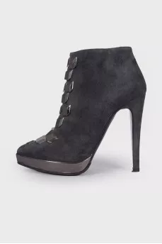 Decorated suede ankle boots