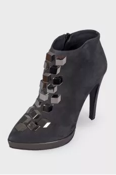 Decorated suede ankle boots