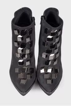 Decorated suede ankle boots