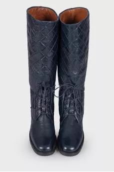 Navy blue quilted boots