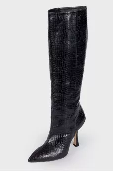 Embossed leather boots