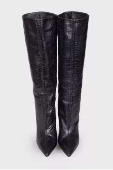 Embossed leather boots