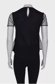 Black T-shirt with floral embroidery