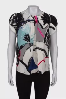 Silk T-shirt with print