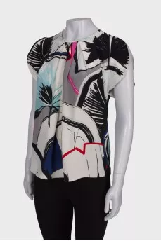 Silk T-shirt with print