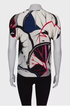 Silk T-shirt with print