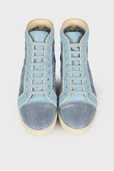 Blue sneakers with lace